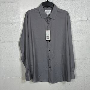 ConStruct Men's Slim Fit Gingham Stretch Cooling Dress Shirt Black XL $70